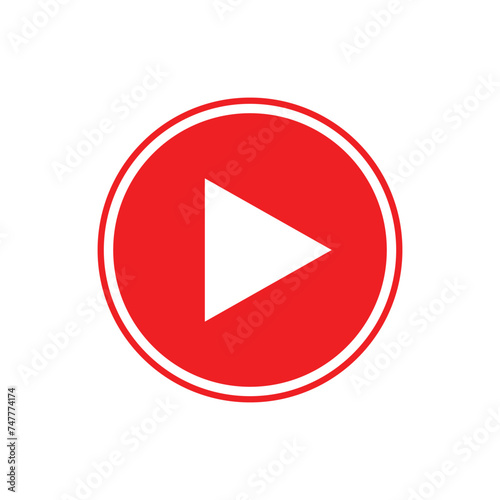 Free Download Red Play Button - Play Button Vector, Circle Play Button. red video play button icon with white background. Vector illustration. Eps file 630. - GFXLoad