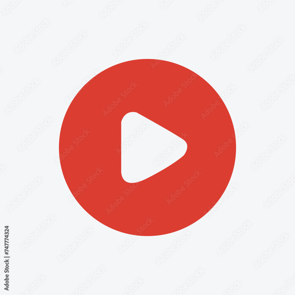 Red play button. Vector icon isolated on grey background. Trendy circle play button icon in flat style. Template for radio symbol, video player,app, and media logo. Vector illustration. Eps file 634. Red play button. Vector icon isolated on grey background. Trendy circle play button icon in flat style. Template for radio symbol, video player,app, and media logo. Vector illustration. Eps file 634.