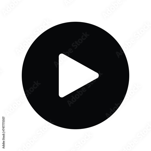Black play Icon vector. A black and white silhouette of a play button. Vector illustration. Eps file 640.