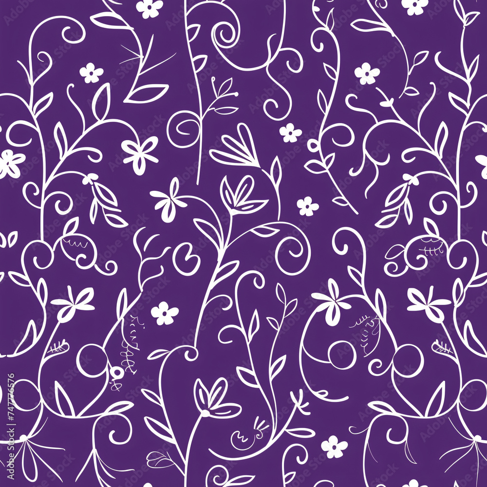 Hand drawn floral line art seamless pattern Hand drawn floral line art seamless pattern