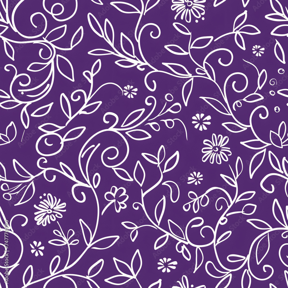 Hand drawn floral line art seamless pattern Hand drawn floral line art seamless pattern