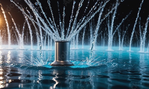 Elegant Water Fountain Display at Night