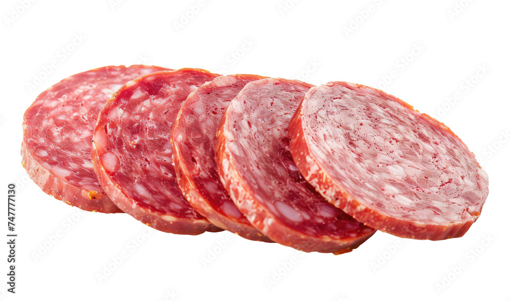 Salami slices isolated on transparent background Salami slices isolated on transparent background