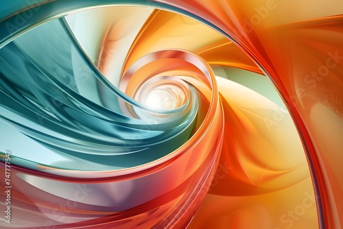 Abstract Swirl Background with Orange and Aquamarine