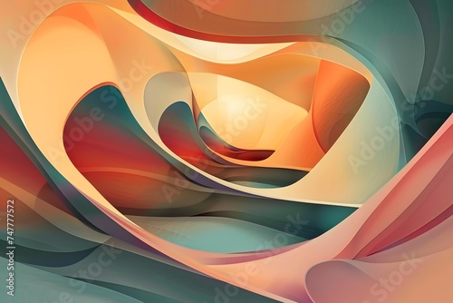 Colorful Abstract Landscape with Spiral Swirls