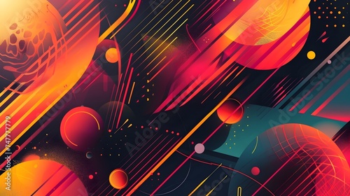 Colorful Abstract Illustration of Futuristic Spacescapes with Lines and Triangles