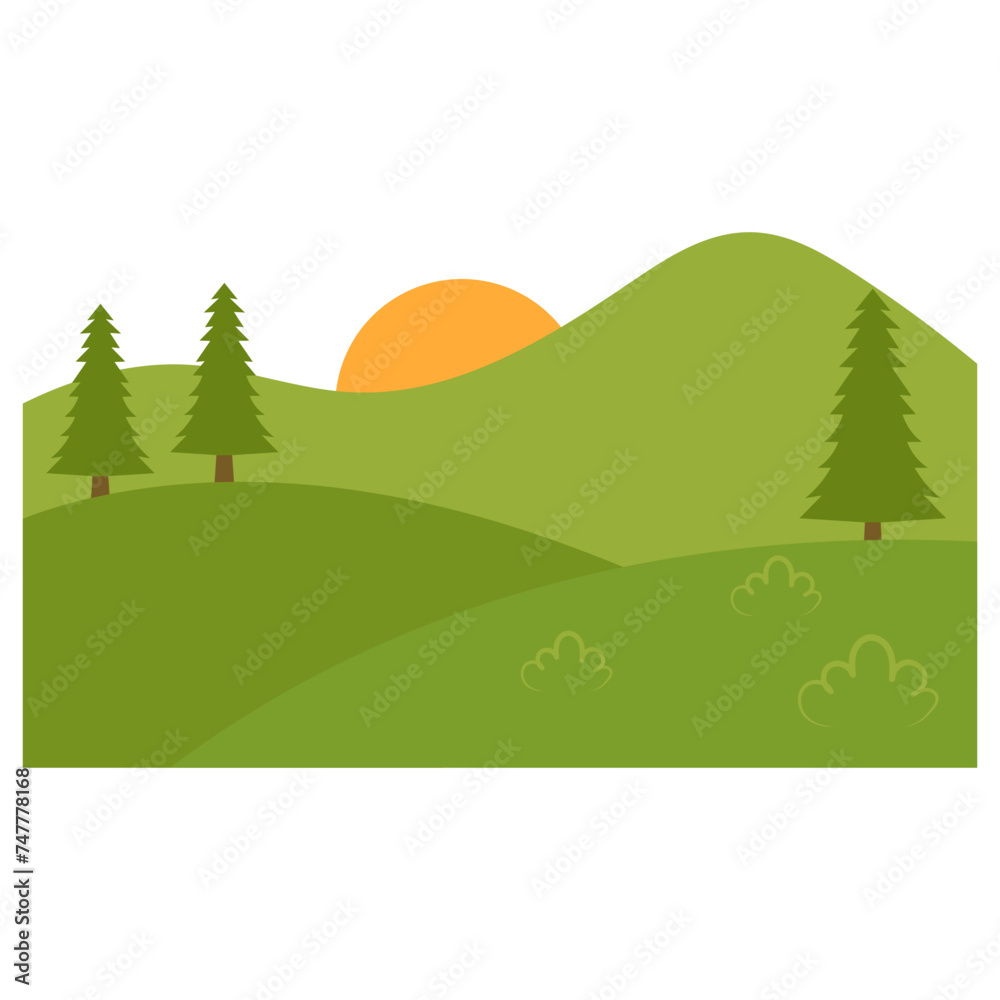 Obraz premium Flat Greenfield Illustration