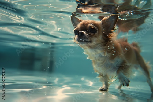 Chihuahua Swimming Under Water in Fine Art Photography