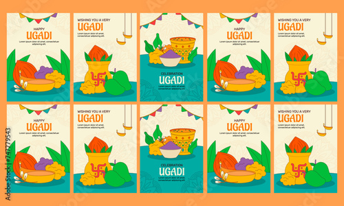 happy ugadi social media template vector flat design