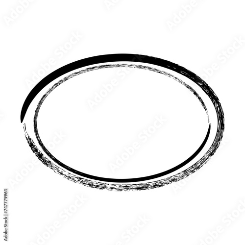 Frame ellipse, oval outline border grunge shape icon, decorative doodle element for design in vector illustration