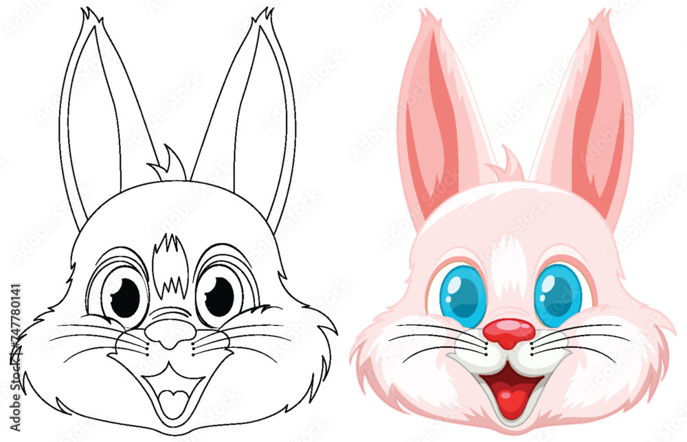 Vector drawing of a happy rabbit's face.