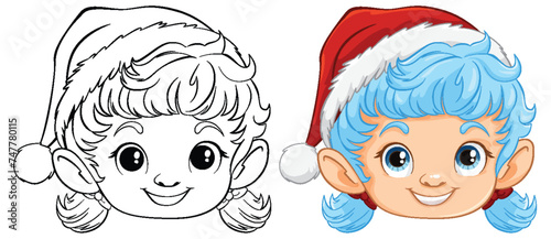 "Vector illustration of a cheerful Christmas elf"