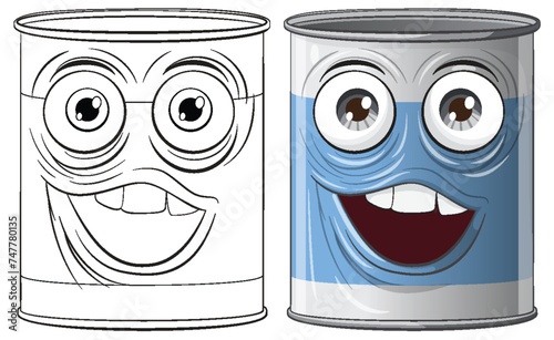 Two animated cans with expressive faces