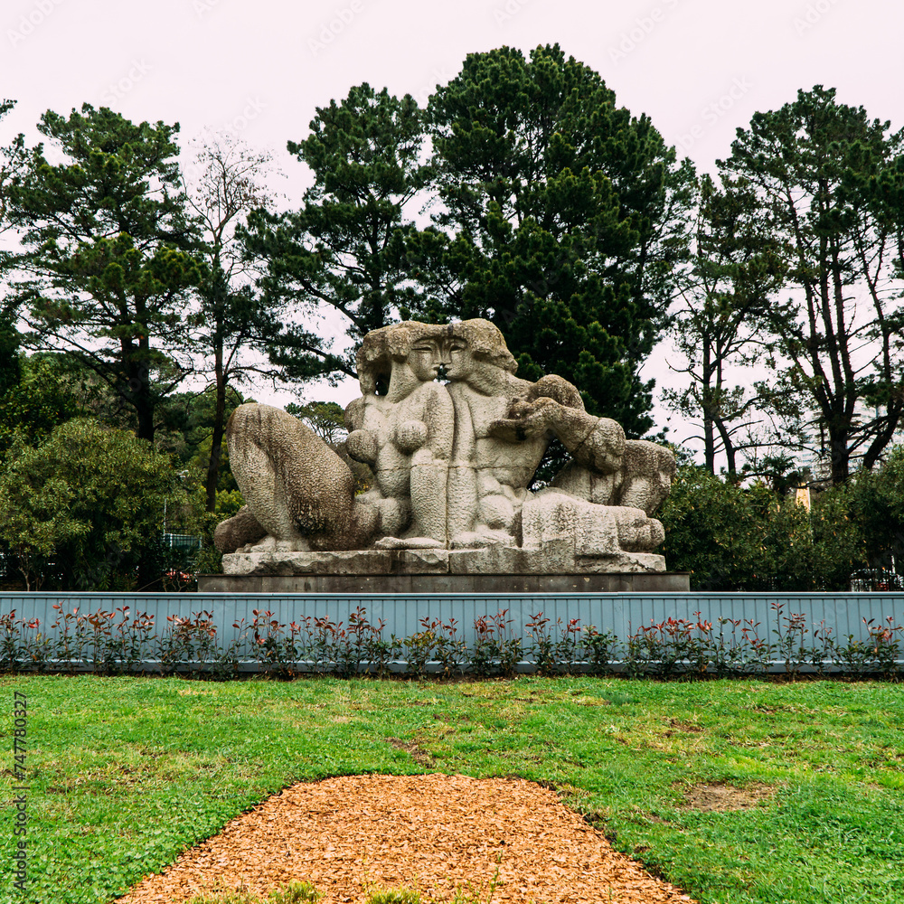 Fototapeta premium The sculpture of Adam And Eve in Sochi Arboretum, Russia