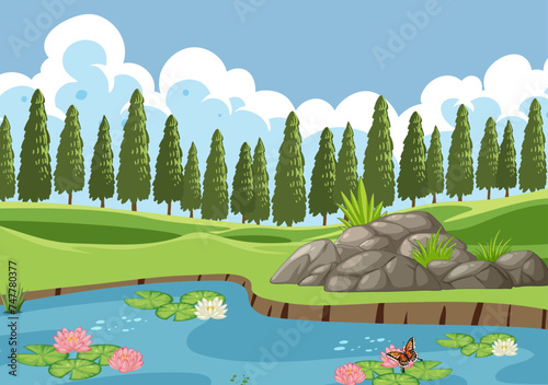 Vector illustration of a peaceful nature scene