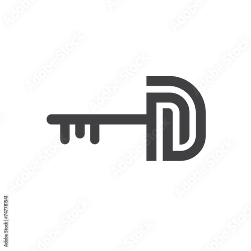 D letter key icon vector concept design template