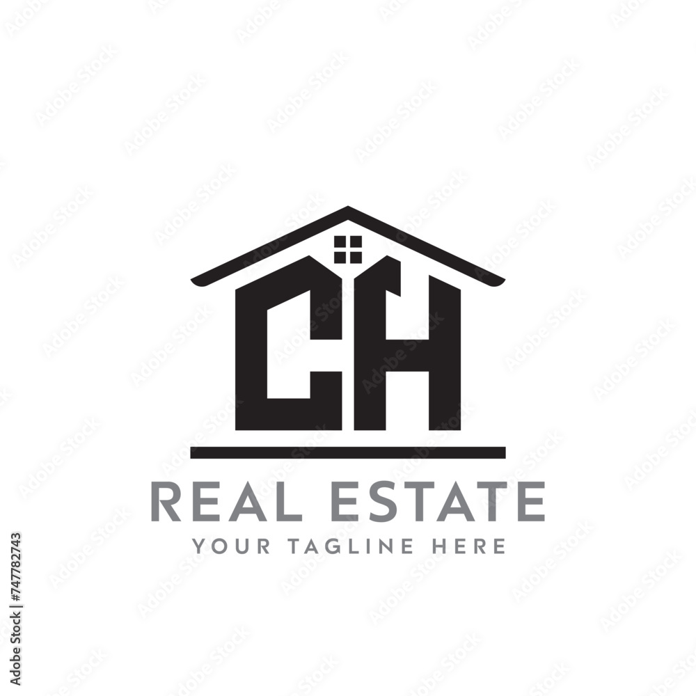 Initial letter CH real estate logo. roofing logo with letter CH. CH home logo Initial letter CH real estate logo. roofing logo with letter CH. CH home logo