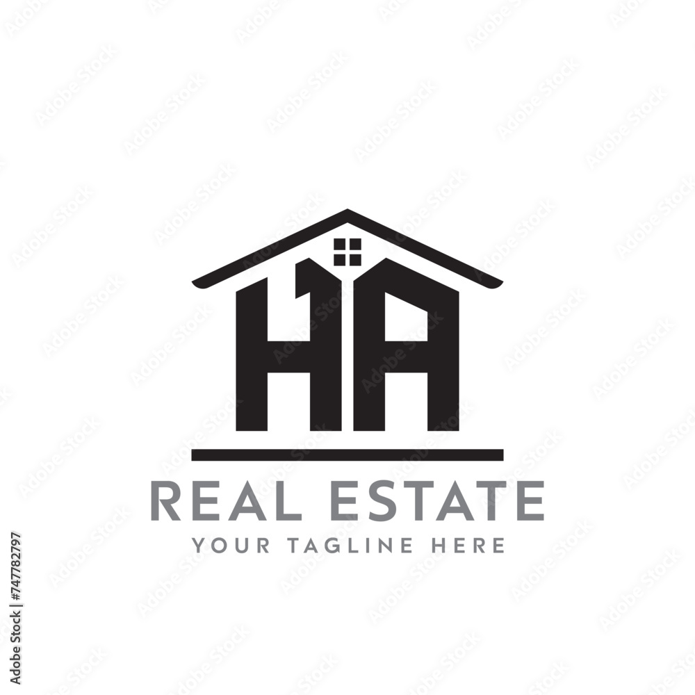 Initial letter HA real estate logo. roofing logo with letter HA. HA home logo