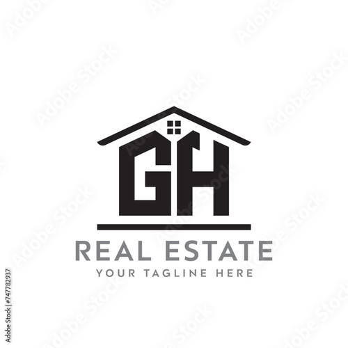 Initial letter GH real estate logo. roofing logo with letter GH. GH home logo