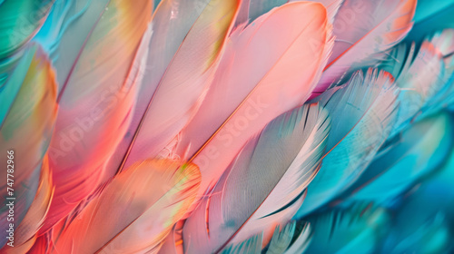 Multi colored feathers,Closeup feather ,background texture, abstract
