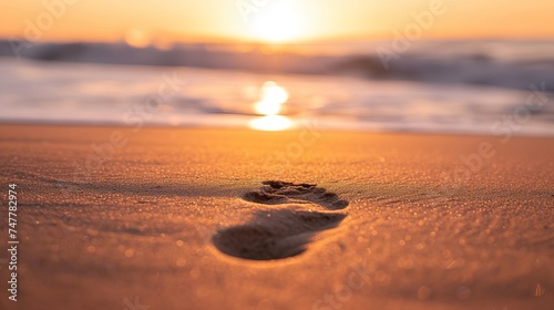 Illustration of Fading Footprint and Sunrise: Symbolizing Impermanence and New Beginnings
