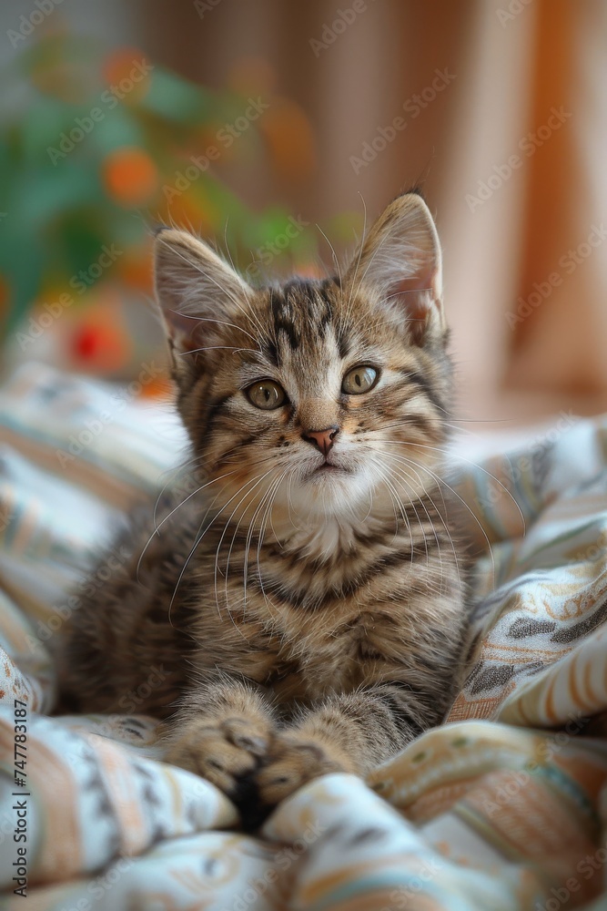 Adorable tabby domestic kitten Adorable tabby domestic kitten