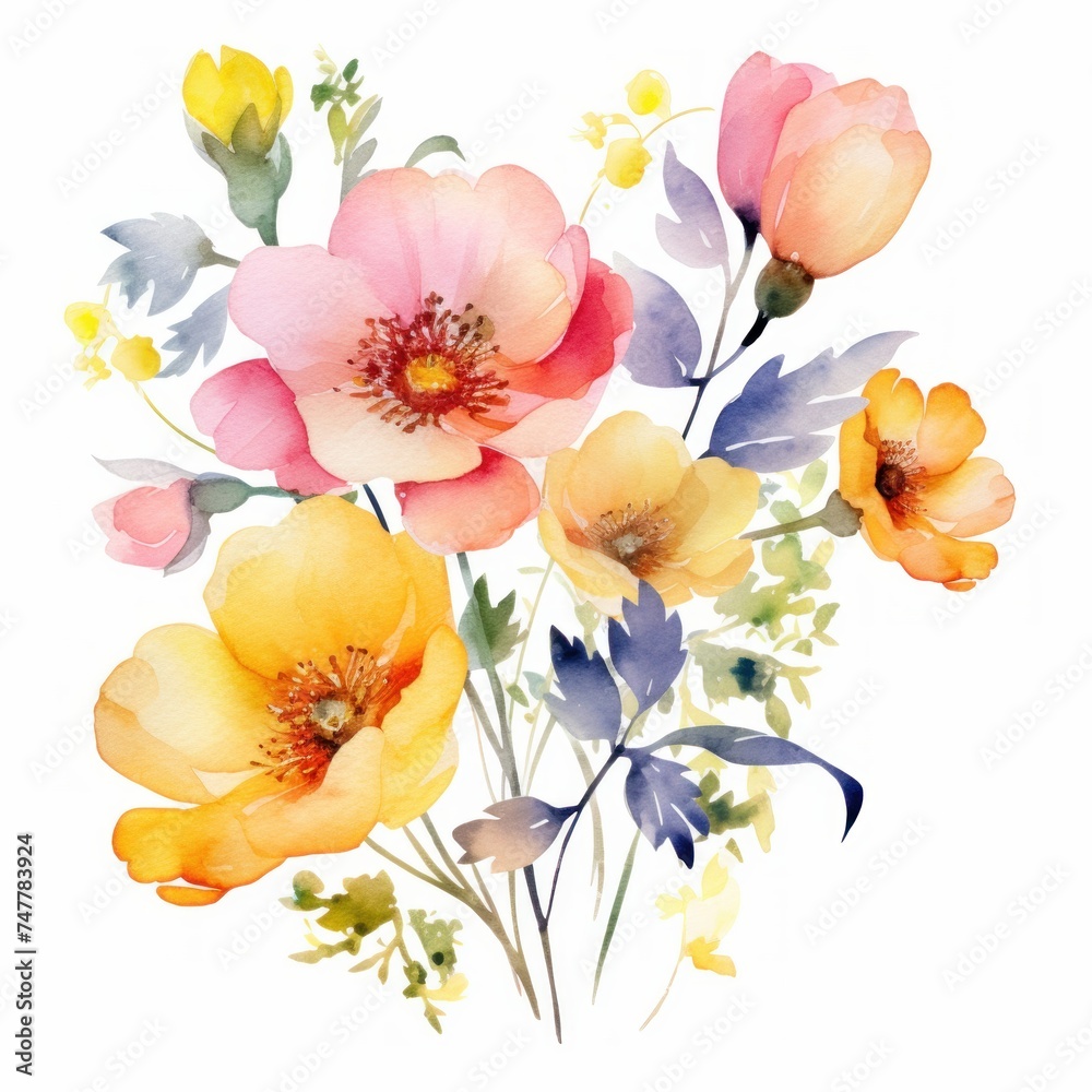 
Watercolor Floral for design card, postcard and textile, flyer