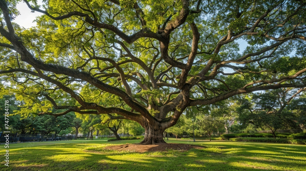 Beautiful tree in park. Generative AI