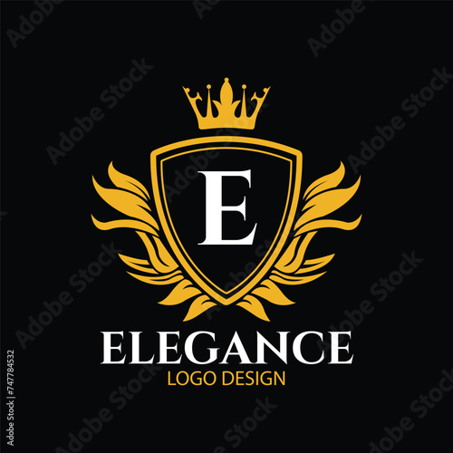 Luxury Royal Crown Shield Logo   Luxury Royal Crown Leaves Logo   E Alphabet logo   Wings logo