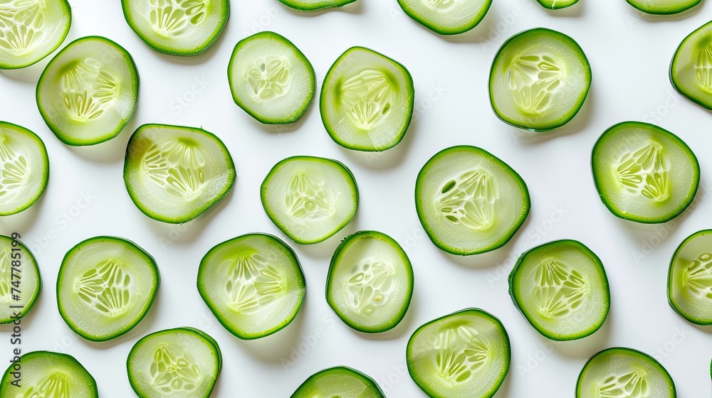 Cucumber slices isolated. Generative AI Cucumber slices isolated. Generative AI