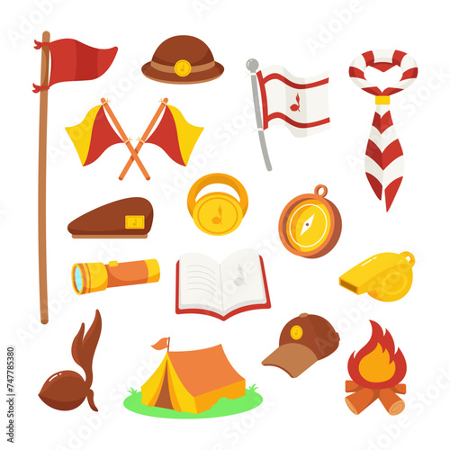 Scout tools element vector illustration set