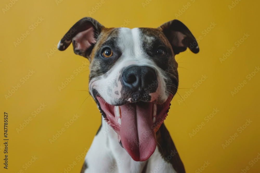 Close-up shot of dog sticking its tongue out