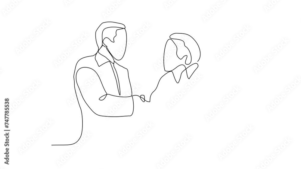 Animated self drawing of Handshake of two businessmen, partnership concept, Shaking hands to seal a deal. Video illustration business deal activity in simple linear style vector design concept. Animated self drawing of Handshake of two businessmen, partnership concept, Shaking hands to seal a deal. Video illustration business deal activity in simple linear style vector design concept.