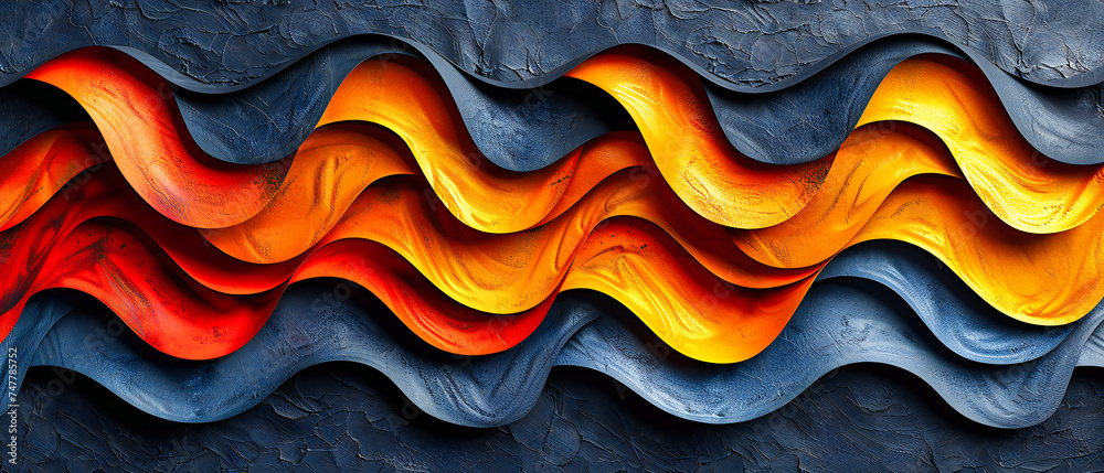 Molten Lava Flow Texture, Volcanic Eruption with Fiery Red and Orange Patterns, Abstract Nature and Geology Concept