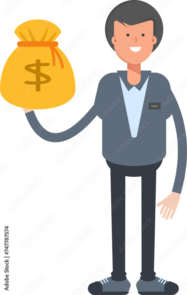 Male Character Holding Dollar Sack
Male Character Holding Dollar Sack