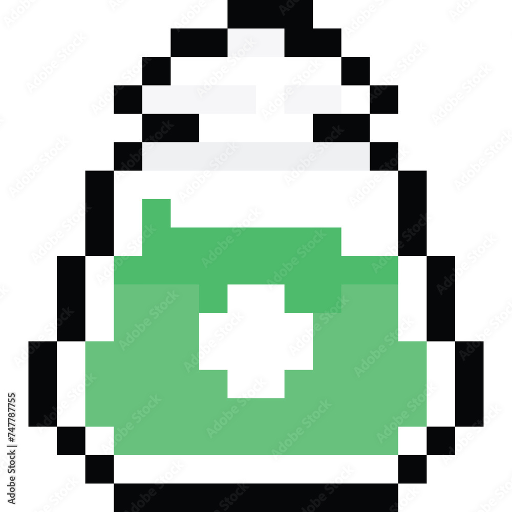 Pixel art green potion bottle icon