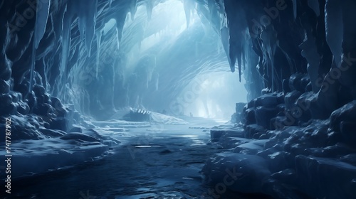 A network of ice tunnels winds beneath the frozen landscape, offering a surreal and magical journey through the heart of winter. 