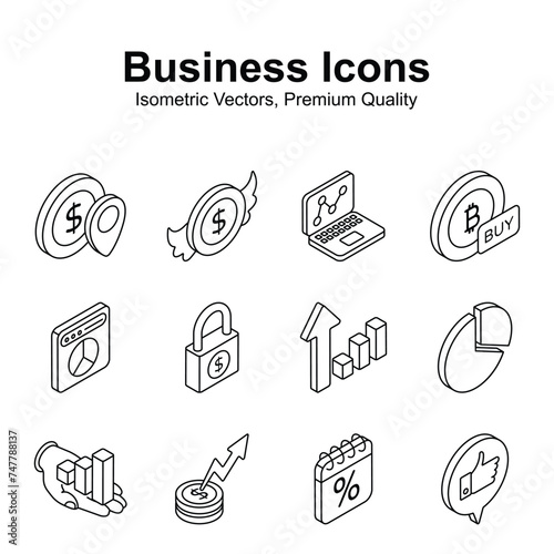 Take a glimpse at this amazing business and finance isometric vectors set