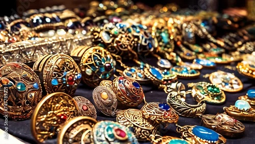 Oriental jewelry in a middle east bazaar photo