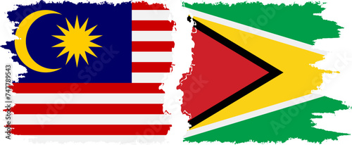 Canvas Print Guyana and Malaysia grunge flags connection vector