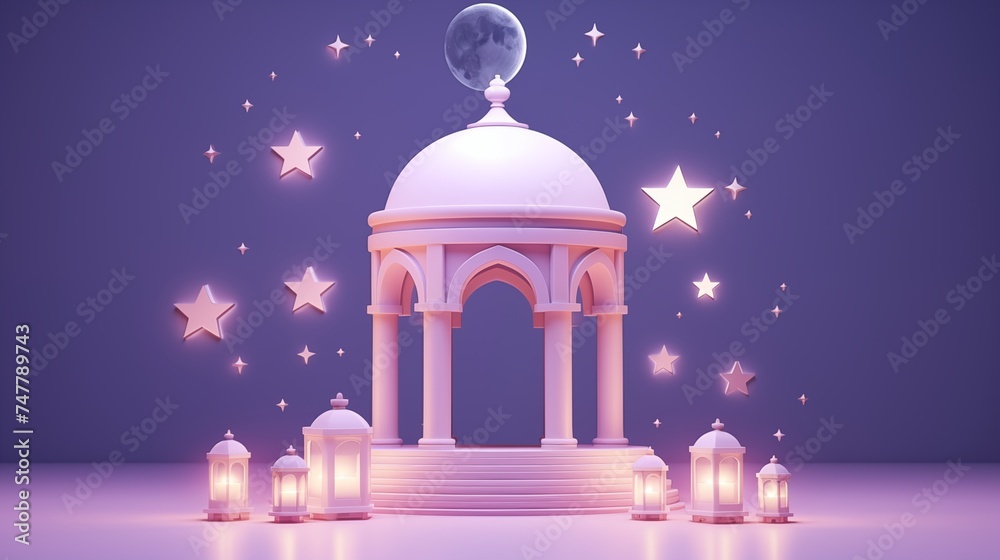 Ramadan kareem and eid fitr islamic concept background bright star and lantern illustration for wallpaper, poster, greeting card and flyer.