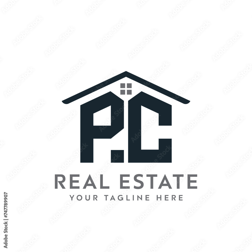 Initial letter PC real estate logo. roofing logo with letter PC. PC home logo Initial letter PC real estate logo. roofing logo with letter PC. PC home logo