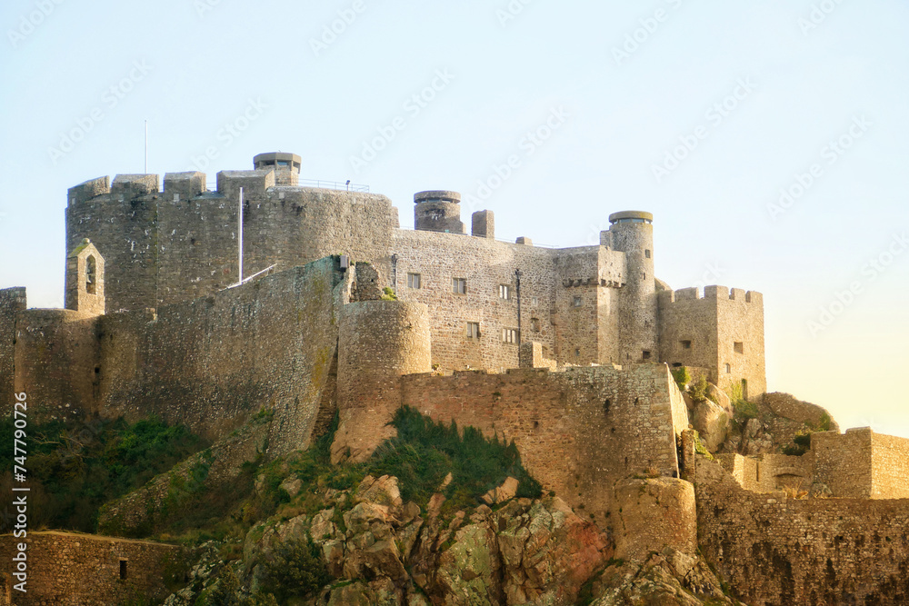 Panoramic view of Mont Orgueil Castle in Gorey, Jersey