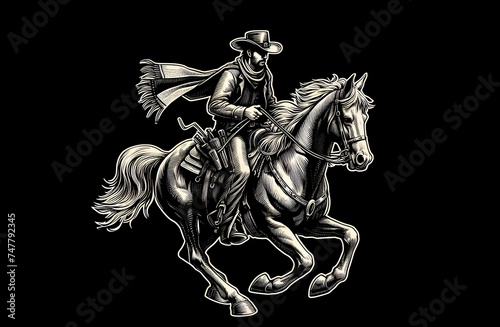 cowboy with horse and lasso photo