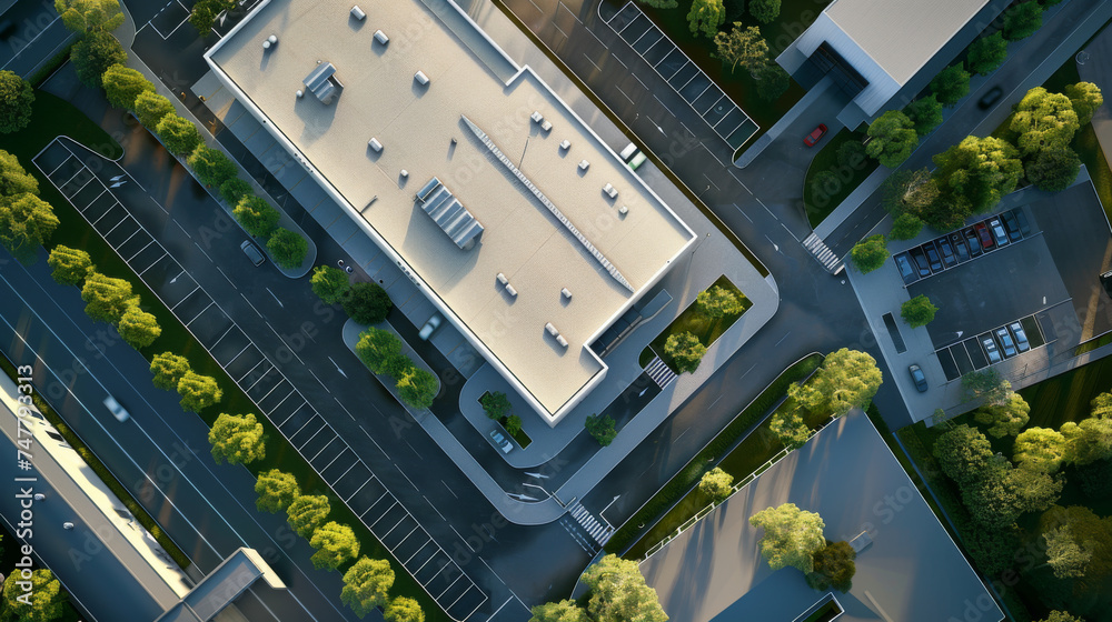 An aerial view of a modern industrial estate - obrazy, fototapety, plakaty 