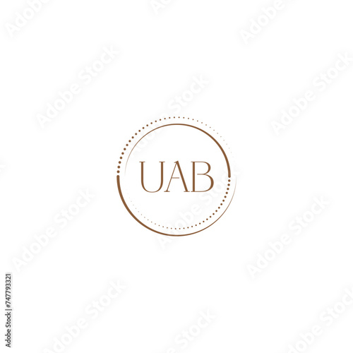 UAB creative initial letter flat monogram logo design with White background.Vector logo modern alphabet golden color font style.