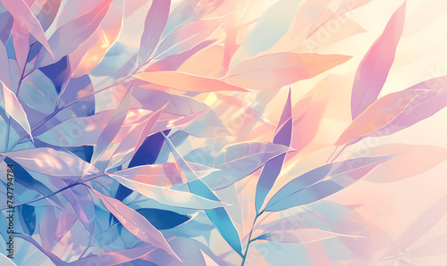 Artistic leaf pattern with soft pastel shades for a gentle and creative backdrop Generative AI