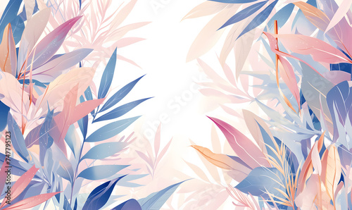 Artistic leaf pattern with soft pastel shades for a gentle and creative backdrop,Generative AI