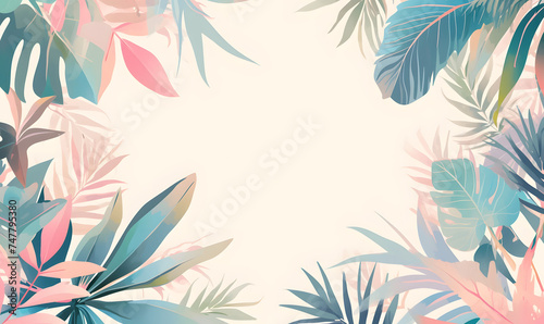 Artistic leaf pattern with soft pastel shades for a gentle and creative backdrop Generative AI