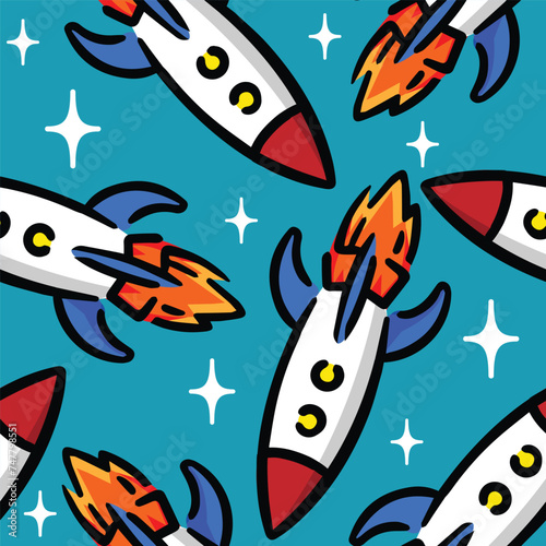 seamless vector pattern rockets designed for boys' textiles